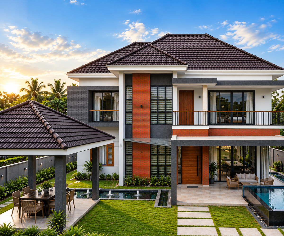 Tapco ceramic roof tiles on a modern residential project
