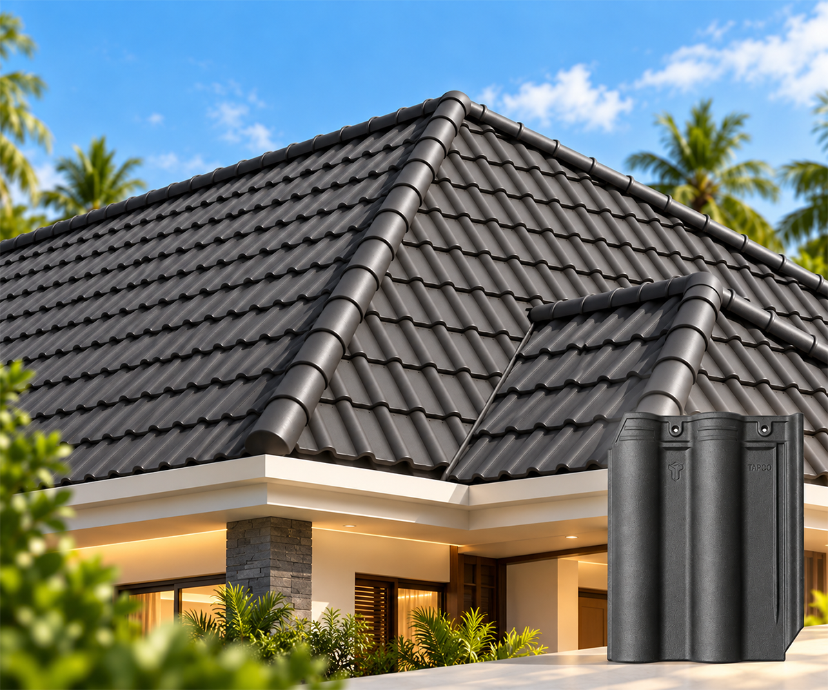 Tapco premium ceramic roof tile finish on a residential roof