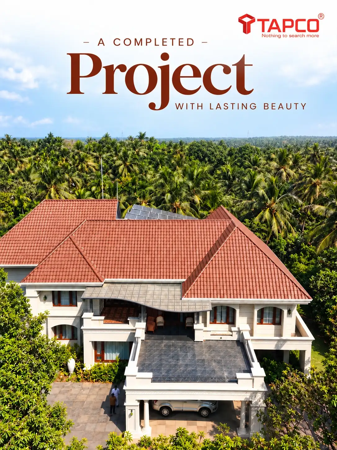 Completed home in Malappuram using TAPCO Potro Red Dot roof tiles